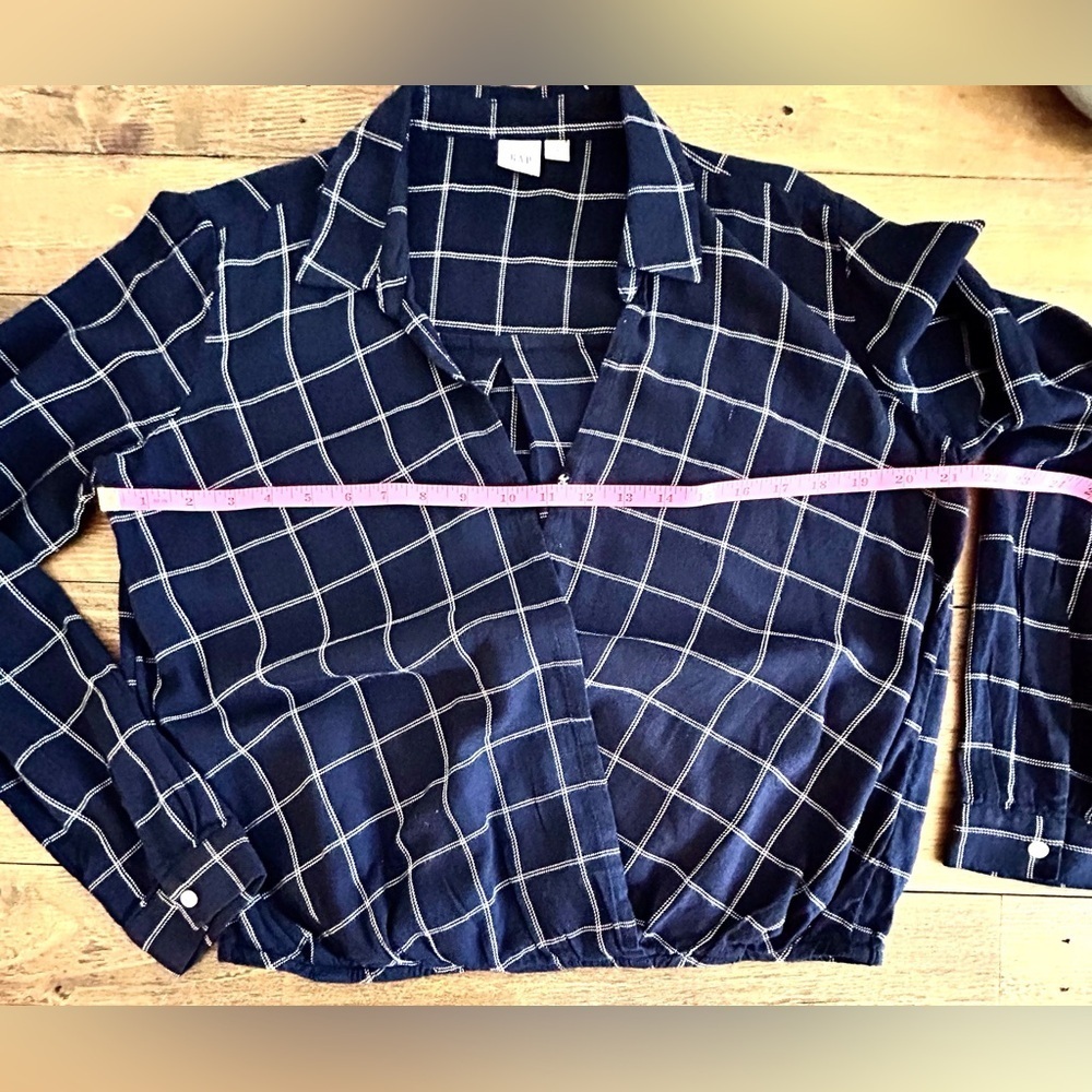 GAP Flannel Blue Buffalo Check Lightweight Long Sleeve - Picture 11 of 12